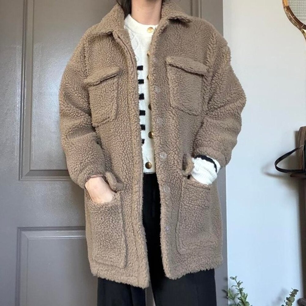 Missguided teddy coat Size 6 tall